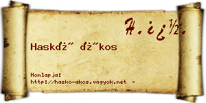 Haskó Ákos névjegykártya